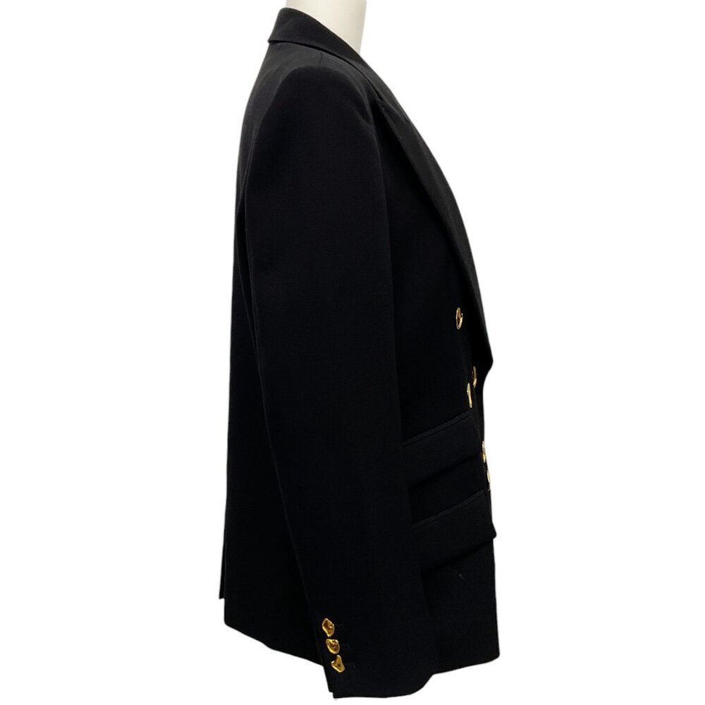 Moschino Couture Black Wool Blazer with Abstract Gold Buttons - Picture 2 of 4
